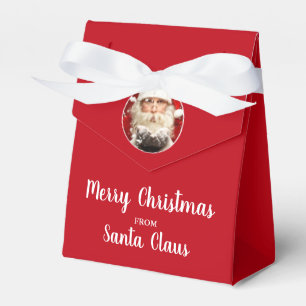 Merry Christmas From Santa Claus White Bow Red Favour Box