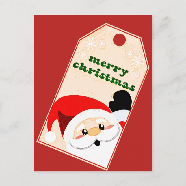 Merry Christmas From Santa Gift Tag Postcard (Front)