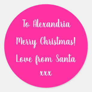 Merry Christmas From Santa Hot Pink Gift Label