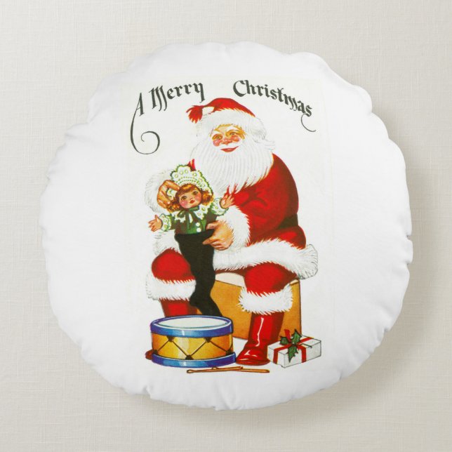 Merry Christmas from Santa Round Cushion (Front)