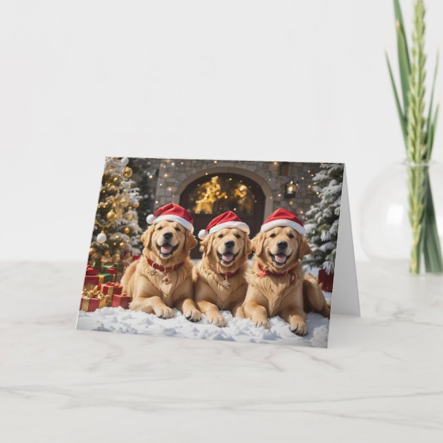 Merry Christmas from Santa's Golden Retrievers Holiday Card (Front)