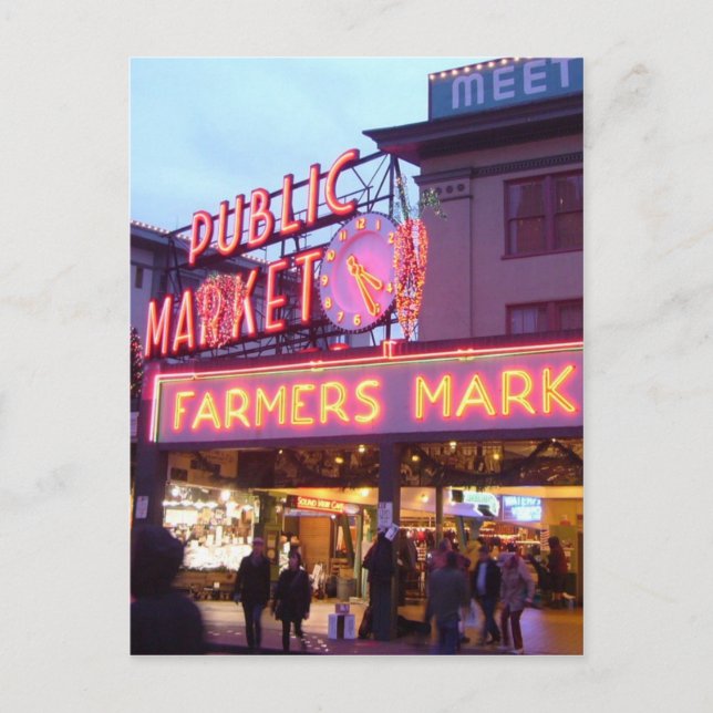 Merry Christmas from Seattle Pike Place Market Holiday Postcard (Front)