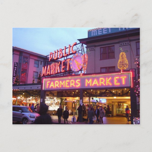 Merry Christmas from Seattle Pike Place Market Holiday Postcard (Front)