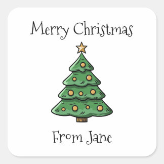 Merry Christmas from Simple Minimalist Tree Square Sticker