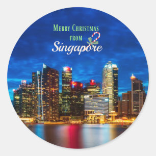 Merry Christmas from Singapore Classic Round Sticker