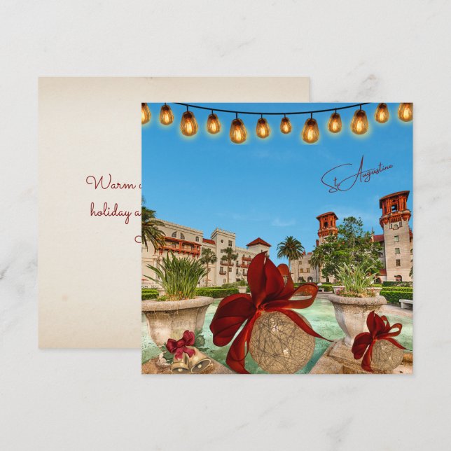 Merry Christmas from St Augustine Florida Elegant Holiday Card (Front/Back)