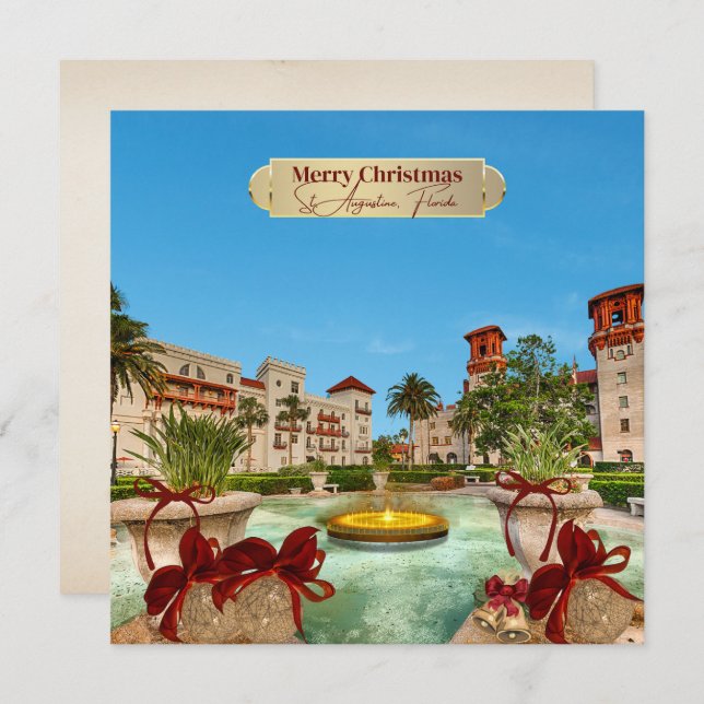 Merry Christmas from St Augustine Florida Elegant Holiday Card (Front/Back)