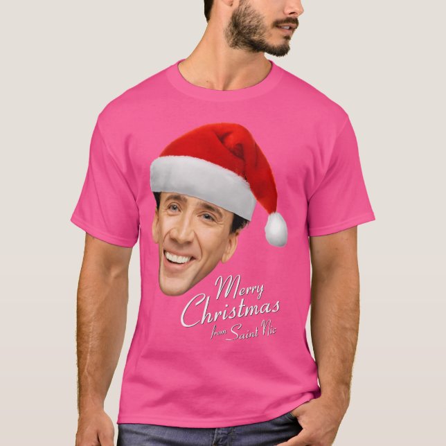 Merry Christmas From St Nic-Olas Cage T-Shirt (Front)