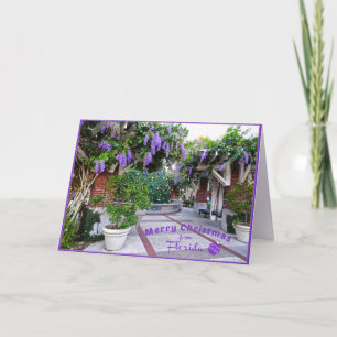 Merry Christmas from Sunny Florida Purple Flowers Holiday Card