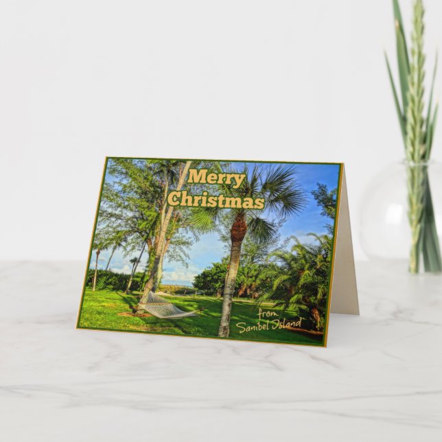 Merry Christmas from Sunny Sanibel Island Florida Holiday Card (Front)