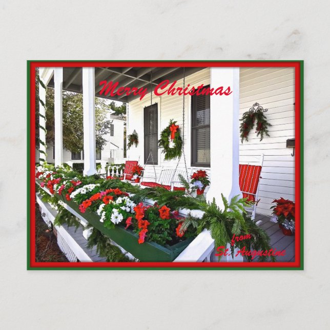 Merry Christmas from Sunny St Augustine Florida Holiday Postcard (Front)