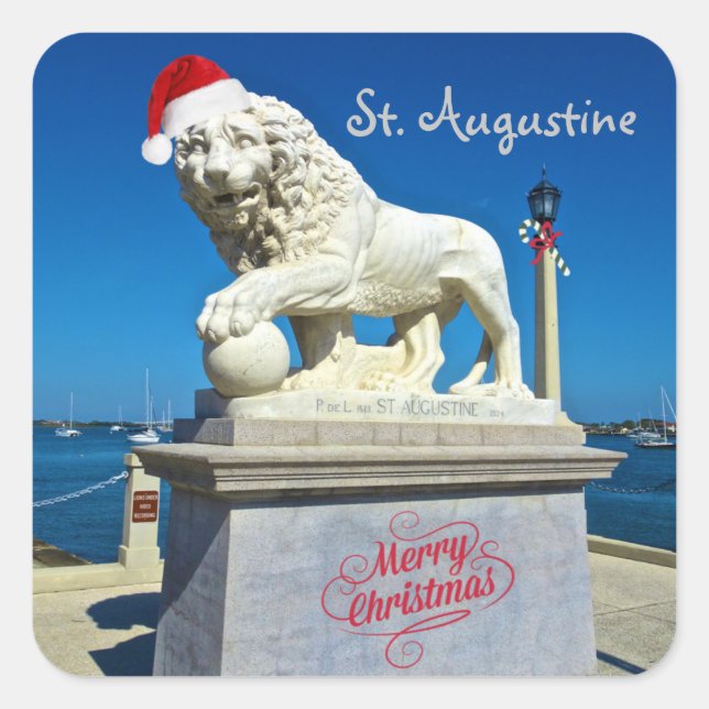 Merry Christmas from Sunny St. Augustine Florida Square Sticker (Front)
