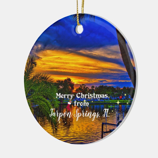Merry Christmas from Tarpon Springs, FL Ceramic Tree Decoration (Left)