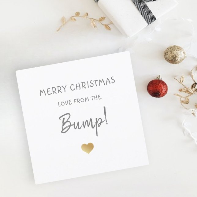 merry Christmas from the baby bump gold heart Holiday Card (Creator Uploaded)