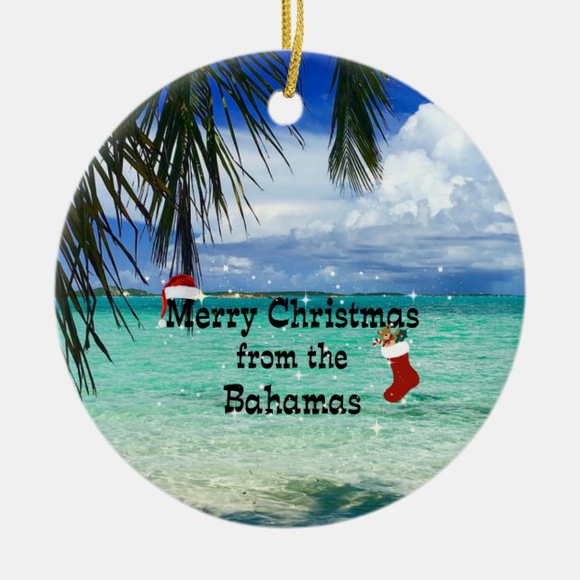 Merry Christmas from the Bahamas Ceramic Tree Decoration (Front)