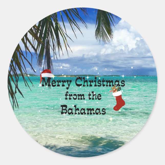 Merry Christmas from the Bahamas Classic Round Sticker (Front)