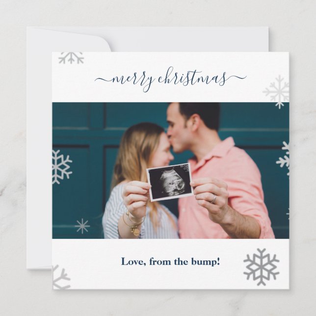 merry Christmas from the bump snowflakes photo Holiday Card (Front)