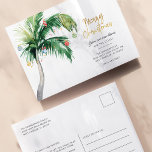 Merry Christmas From the Coast Holiday Moving Announcement Postcard<br><div class="desc">Christmas Holiday Coastal Moving Palm Tree Announcement you can easily customise by clicking the "Personalise" button. Add your custom message and names on the reverse side</div>
