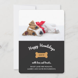 Merry Christmas from the Dog   Charcoal with Photo Holiday Card