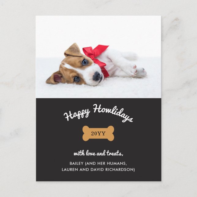 Merry Christmas from the Dog | Charcoal with Photo Holiday Postcard (Front)