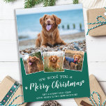 Merry Christmas From The Dog Fun Pet Photo Collage Holiday Card<br><div class="desc">We Woof You A Merry Christmas! Send cute and fun holiday greetings with this super cute personalised custom pet photo holiday card. Merry Christmas wishes from the dog with cute paw prints in a fun modern photo collage design. Add your dog's photos or family photos with the dog, and personalise...</div>