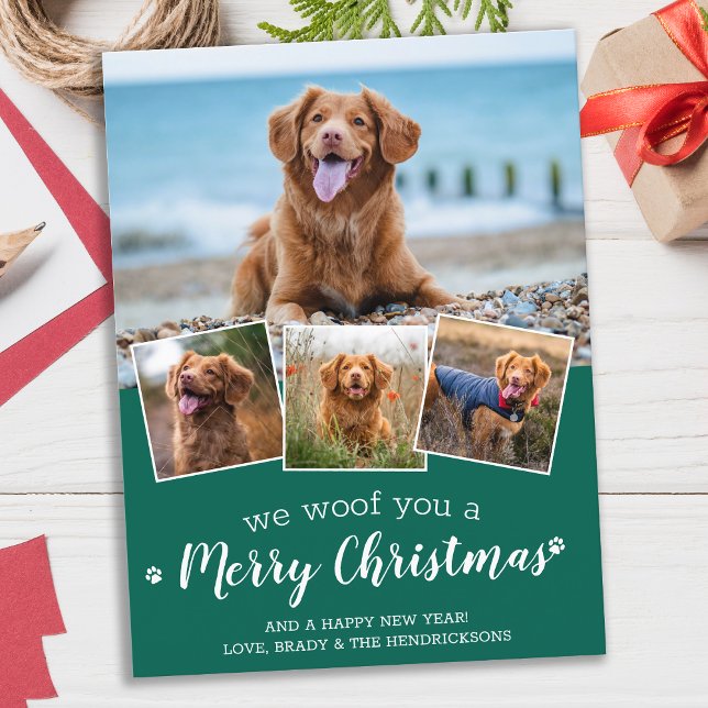 Merry Christmas From The Dog Pet Photo Collage Holiday Postcard (Creator Uploaded)