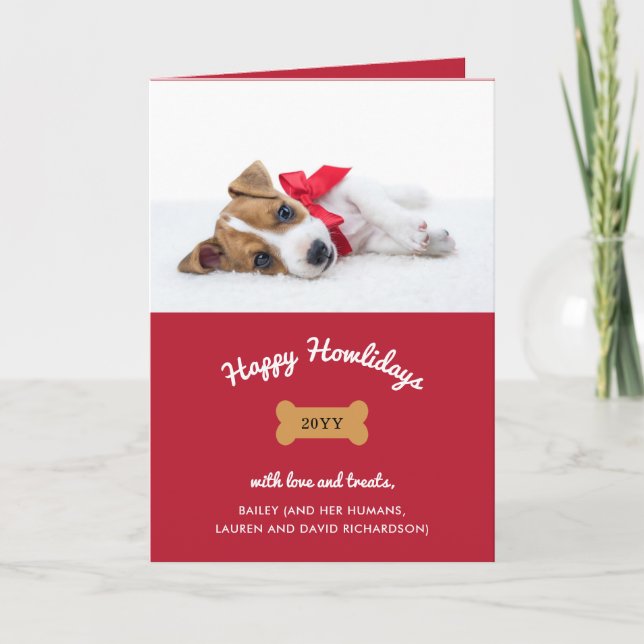 Merry Christmas from the Dog | Red with Photo Holiday Card (Front)