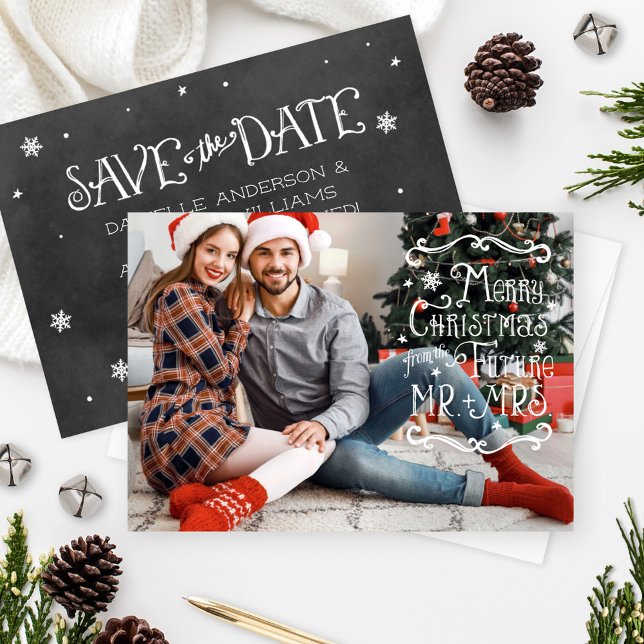 Merry Christmas From The Future Mr and Mrs Photo Save The Date (Creator Uploaded)