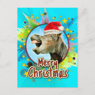 Merry Christmas from the laughing horse Holiday Postcard