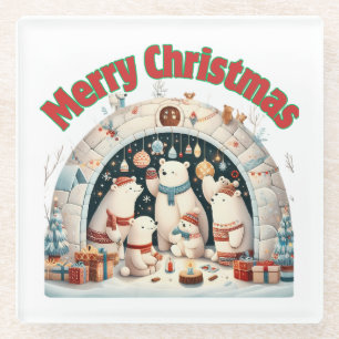 Merry Christmas from the North Pole Glass Coaster