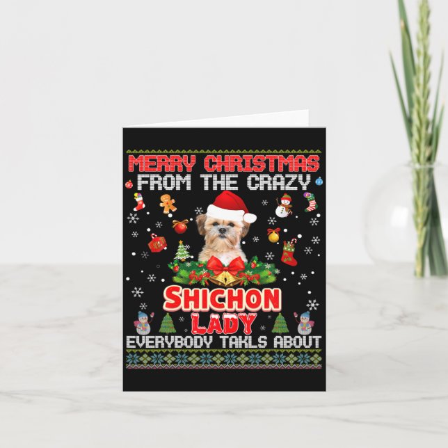 Merry Christmas From The Shichon Dog Lady Everybod Card (Front)