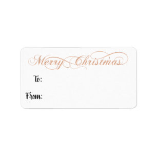 Merry Christmas From To Hand Lettered Rose Script Label
