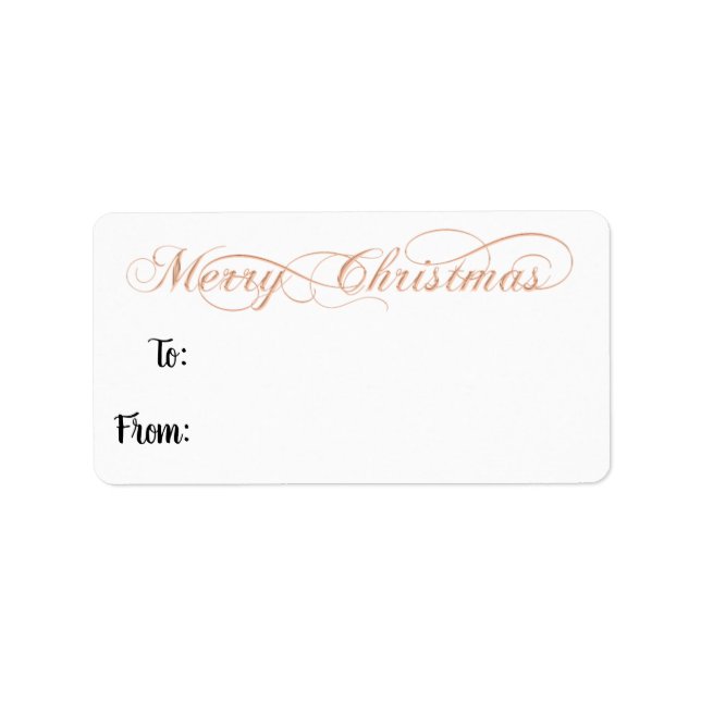 Merry Christmas From To Hand Lettered Rose Script Label (Front)