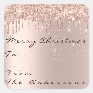 Merry Christmas From To Holdidays Seasonal Gift Square Sticker