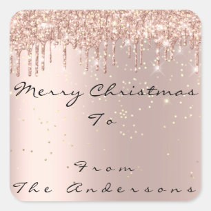 Merry Christmas From To Holdidays Seasonal Name Square Sticker