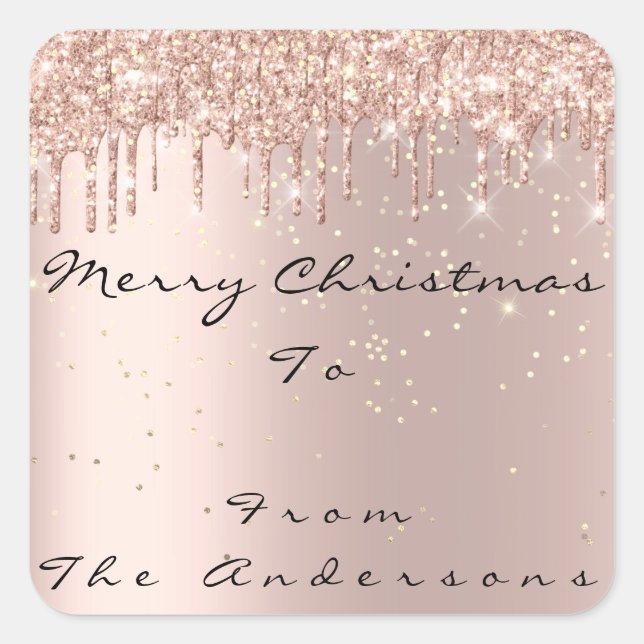 Merry Christmas From To Holdidays Seasonal Name Square Sticker (Front)