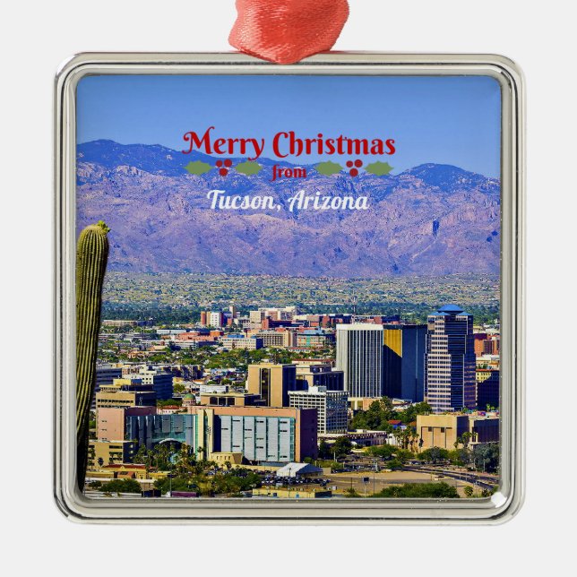 Merry Christmas from Tucson, Arizona, Metal Tree Decoration (Front)