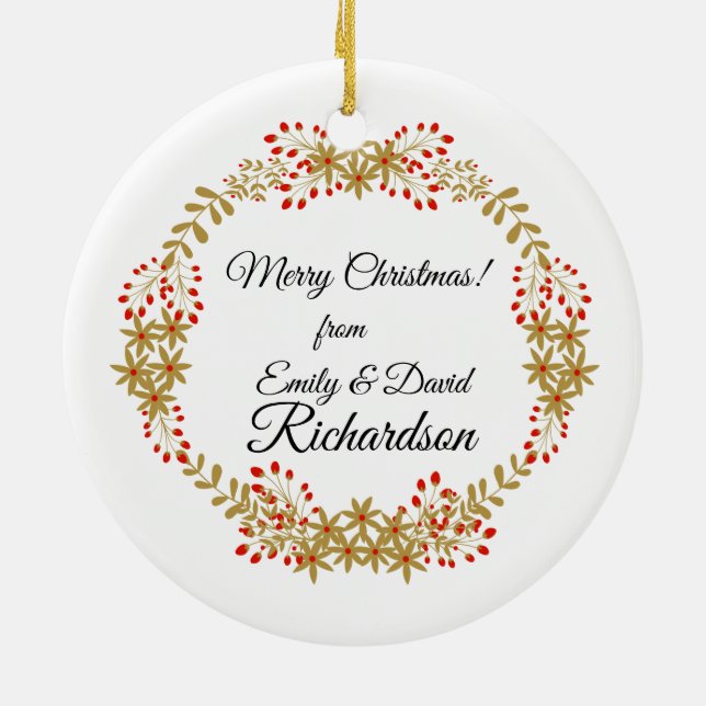 Merry Christmas from us! Ceramic Tree Decoration (Back)
