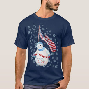 Merry Christmas from USA Snowman T-shirt