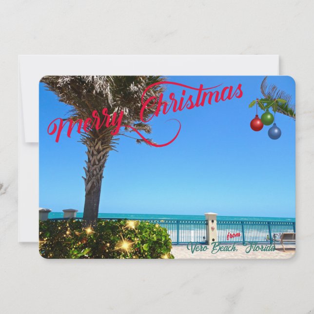 Merry Christmas from Vero Beach Florida Oceanfront Holiday Card (Front)