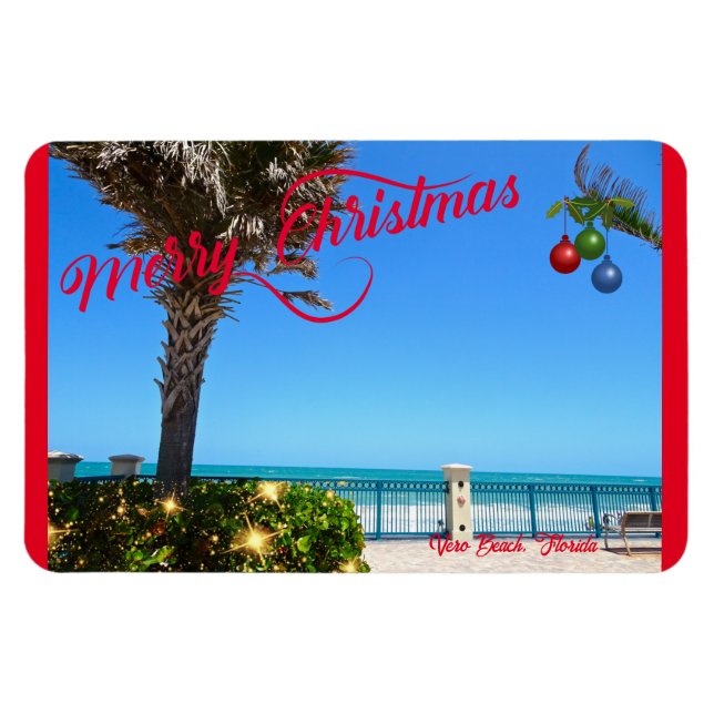 Merry Christmas from Vero Beach Florida Oceanfront Magnet (Horizontal)