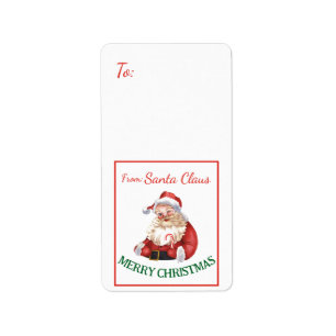 Merry Christmas From Vintage Santa Claus   Label