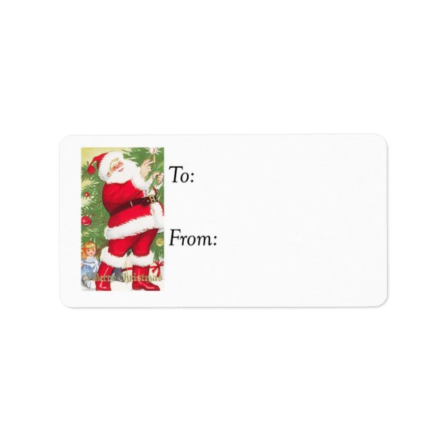 Merry Christmas From Vintage Santa Gift Tag (Front)