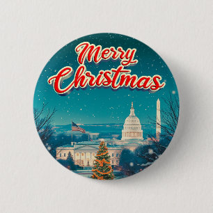 Merry Christmas From Washington Dc Vintage Retro 6 Cm Round Badge