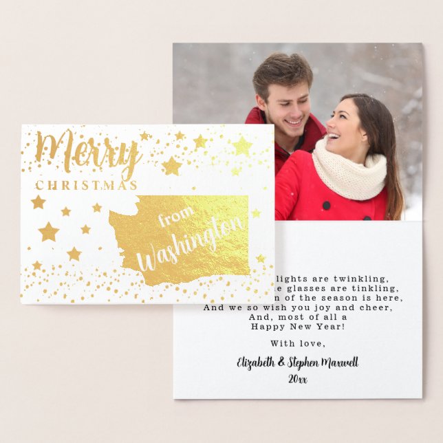 Merry Christmas from Washington State Photo Foil Card (Display)