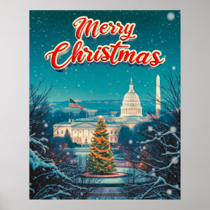 Merry Christmas From Washington  Vintage Retro  Poster