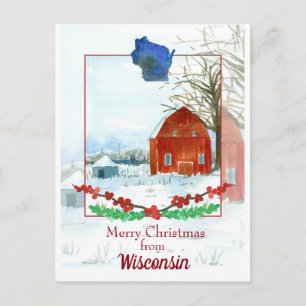 Merry Christmas From Wisconsin Winter Snow Postcard