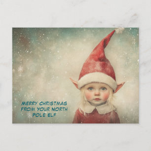 Merry Christmas from Your North Pole Elf   Cute Holiday Postcard