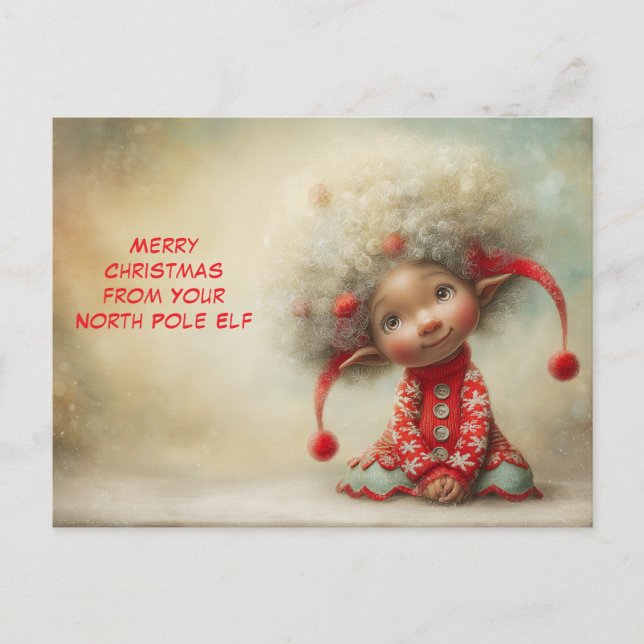 Merry Christmas from Your North Pole Elf | Cute Holiday Postcard (Front)