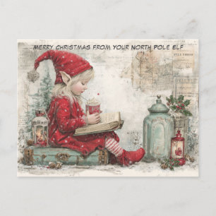 Merry Christmas from Your North Pole Elf   Cute Holiday Postcard